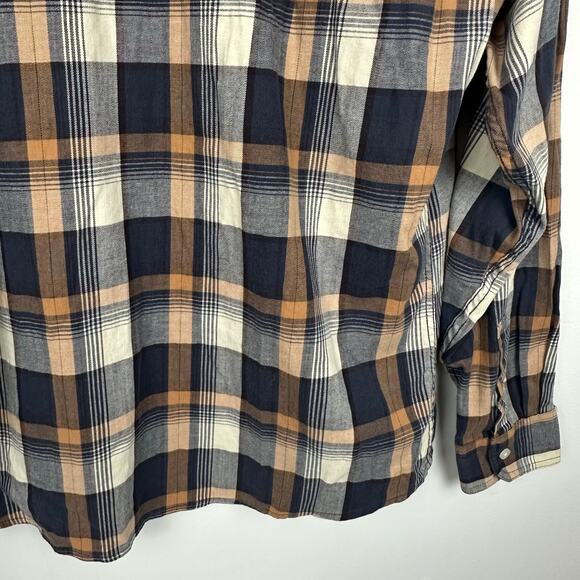 Wrangler Mens Flex For Comfort Button-Up Long Sleeve Brown/Grey Plaid Shirt XL - Picture 8 of 10